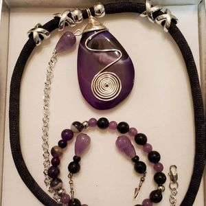 Amethyst Artisan jewelry , Necklace, Bracelet and